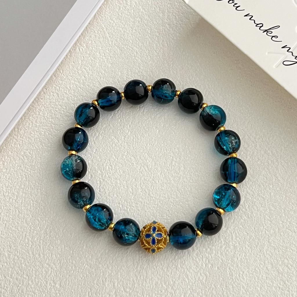 Bracelet For Women 10MM Round Handmade Glass Stone Stretch Adjustable Beaded Bracelet DIY Beading Charms Bangles Gifts For Teen Girls