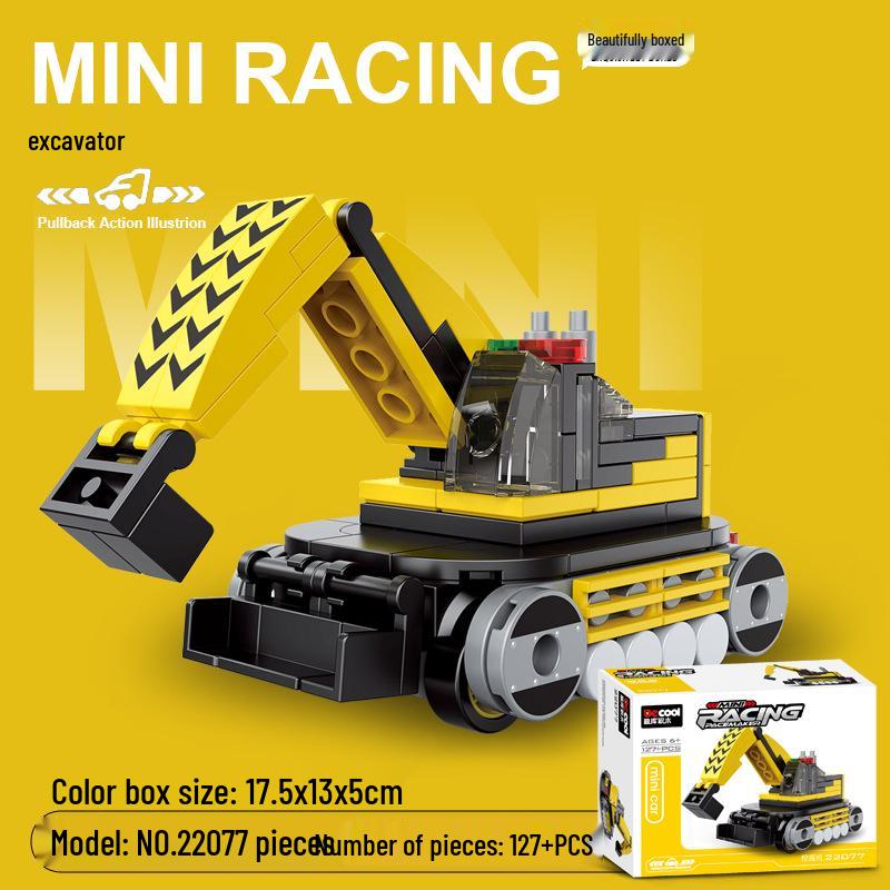 Pull-Back Assembly Toy Set: Campervan, Race Car, Ambulance, Fire Truck