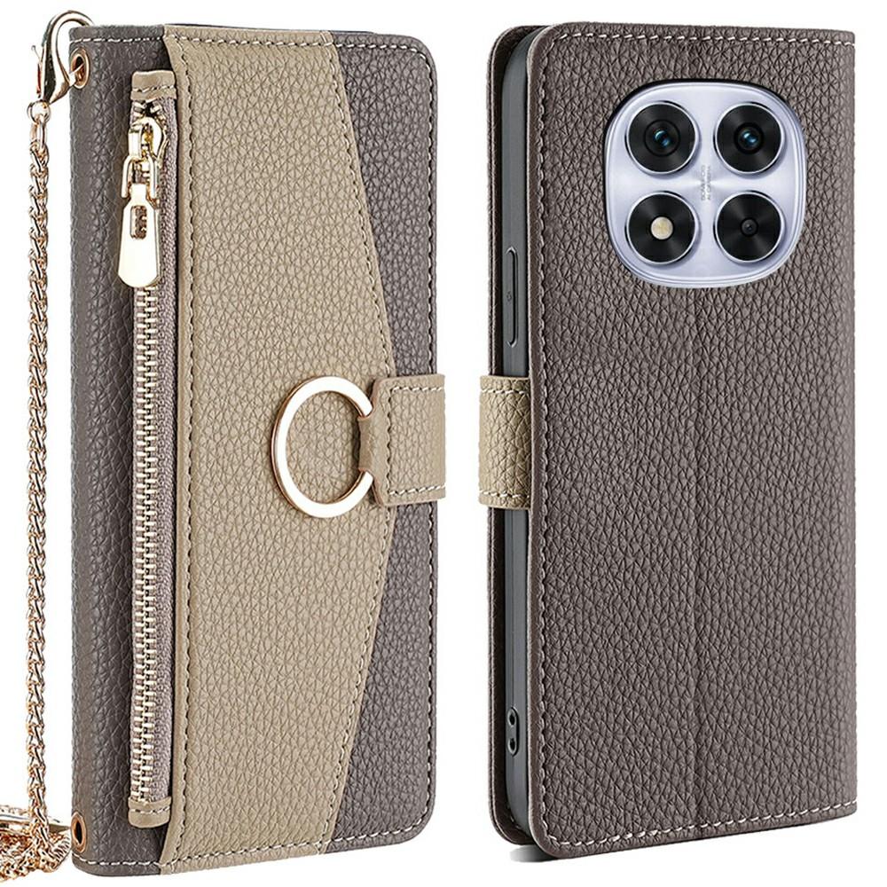 Lommeboketui til Xiaomi Redmi Note 14 Pro 5G/14 Pro+ 5G/Poco X7 5G Deksel i skinn med speil/kjede-skulderstropp