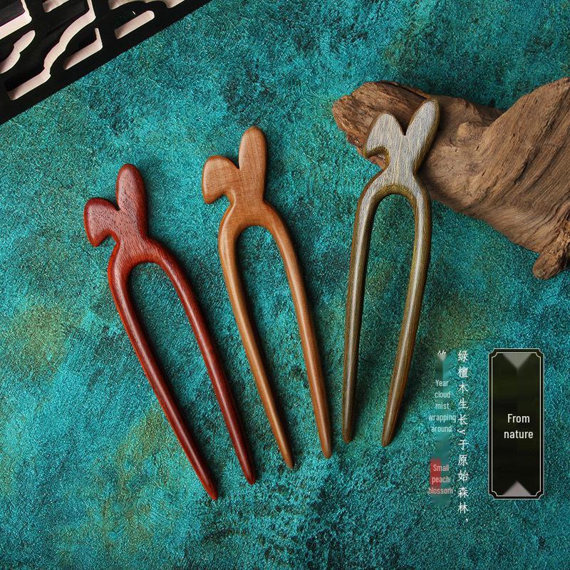 Ancient Style Wooden U-Shaped Hairpin for Hair Bun – Perfect Hanfu Accessory for Girlfriend or Children