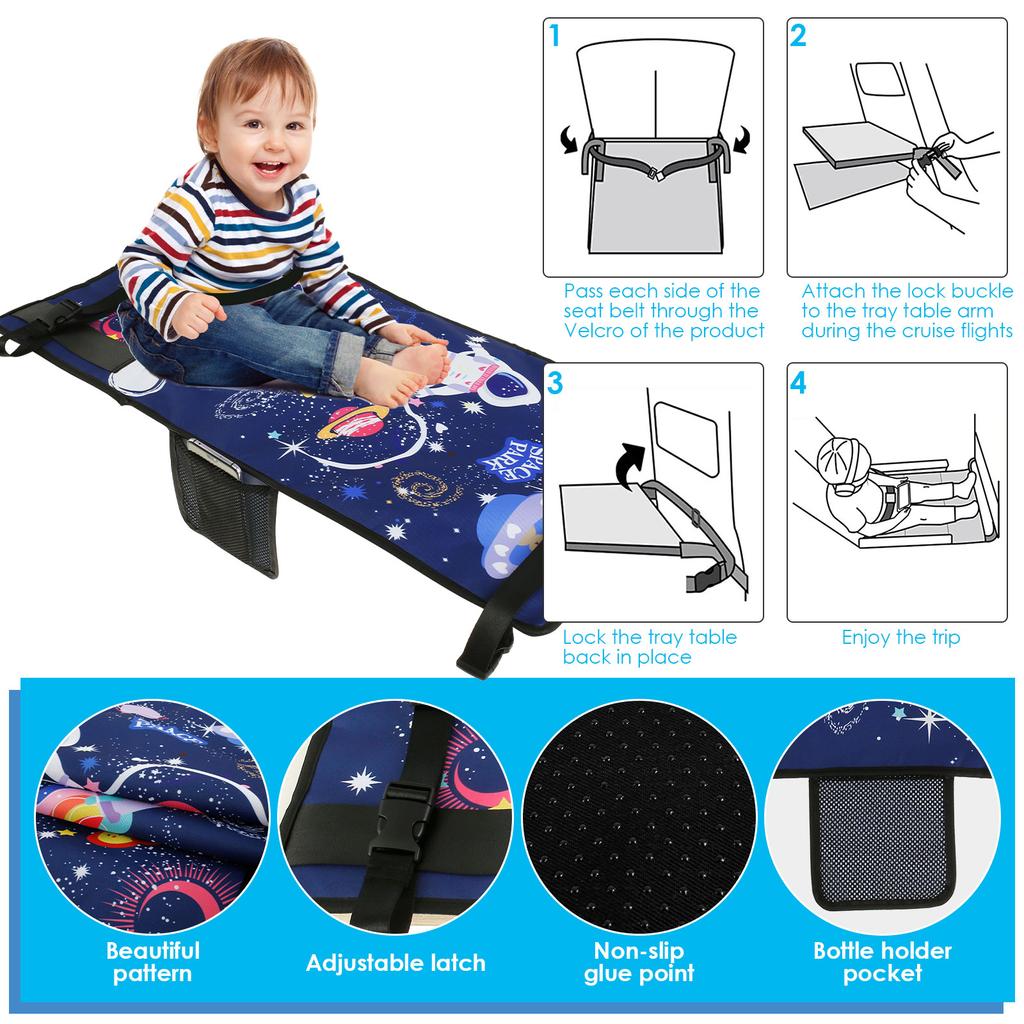 Kids Airplane Footrest Portable Kids Airplane Seat Extender Colorful Airplane Foot Hammock Breathable Toddler Airplane Bed