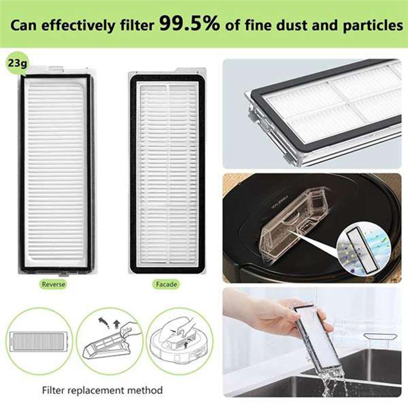 ABIY 17PCS For Roborock Qrevo Pro/Qrevo Maxv/Qrevo S/Qrevo Plus Vacuum Parts Main Side Brush Filter Mop Cloths Dust Bags