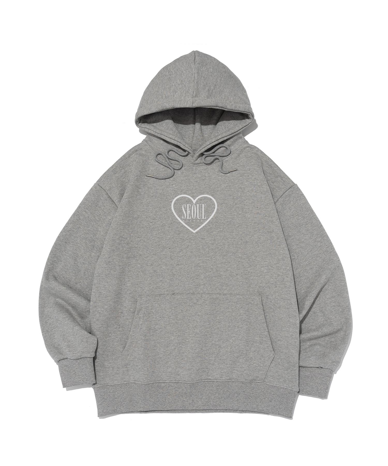 Seoul Apparel Heart Lettering Logo Hoodie (Melange Gray) S