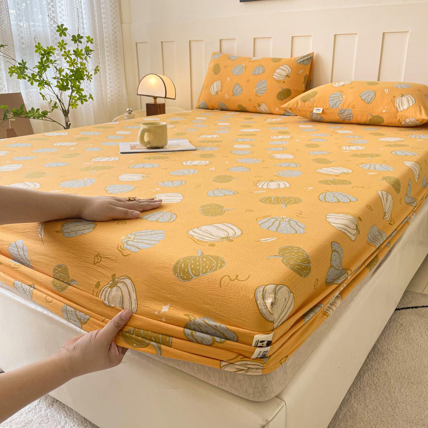 

Queen Size Bed Sheets Pumpkin Printed Fitted Bed Sheet on Elastic Soft High Quality Mattress Protector King sábanas para cama Single90x200x25cm1pc