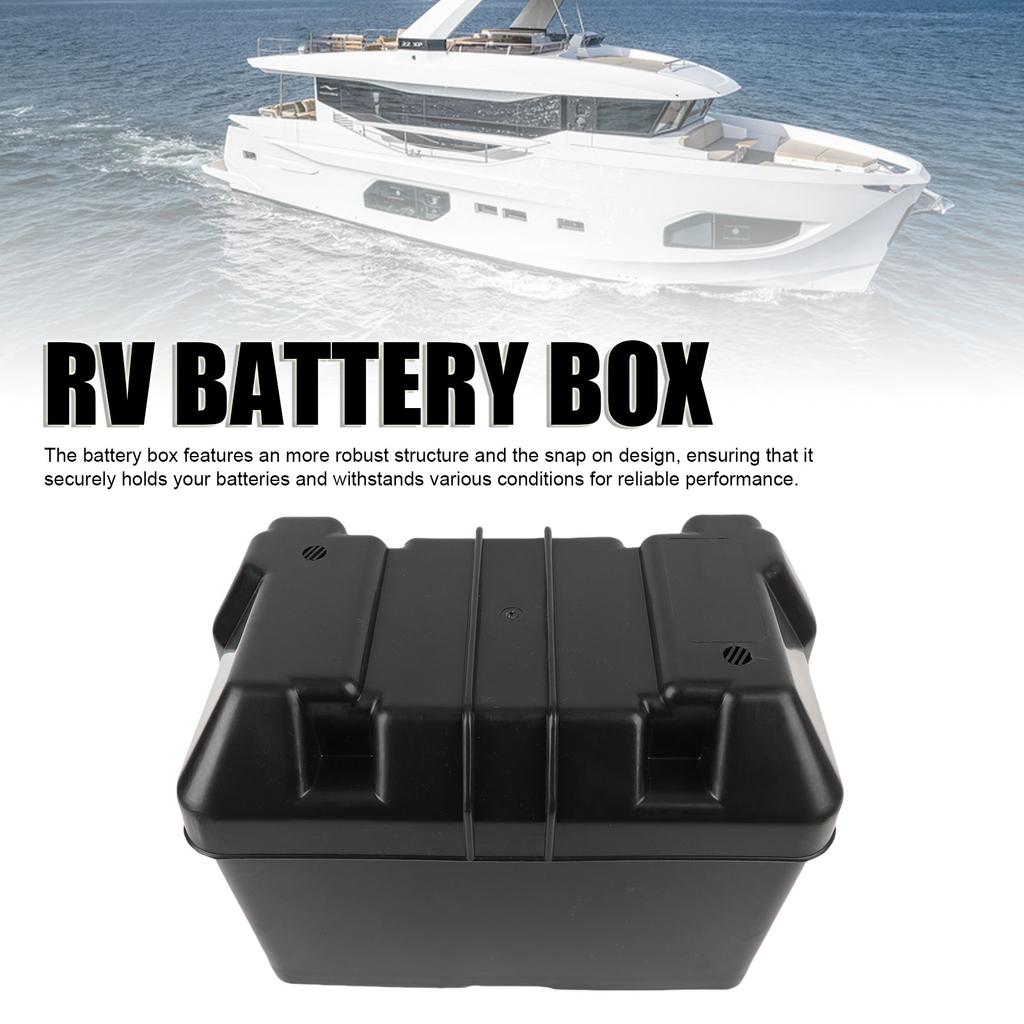 12V Wohnmobil-Batteriekasten Vielseitig Anhänger-Batteriekasten Robuste Struktur Schwarz für Batterien kleiner als 325x195x185mm