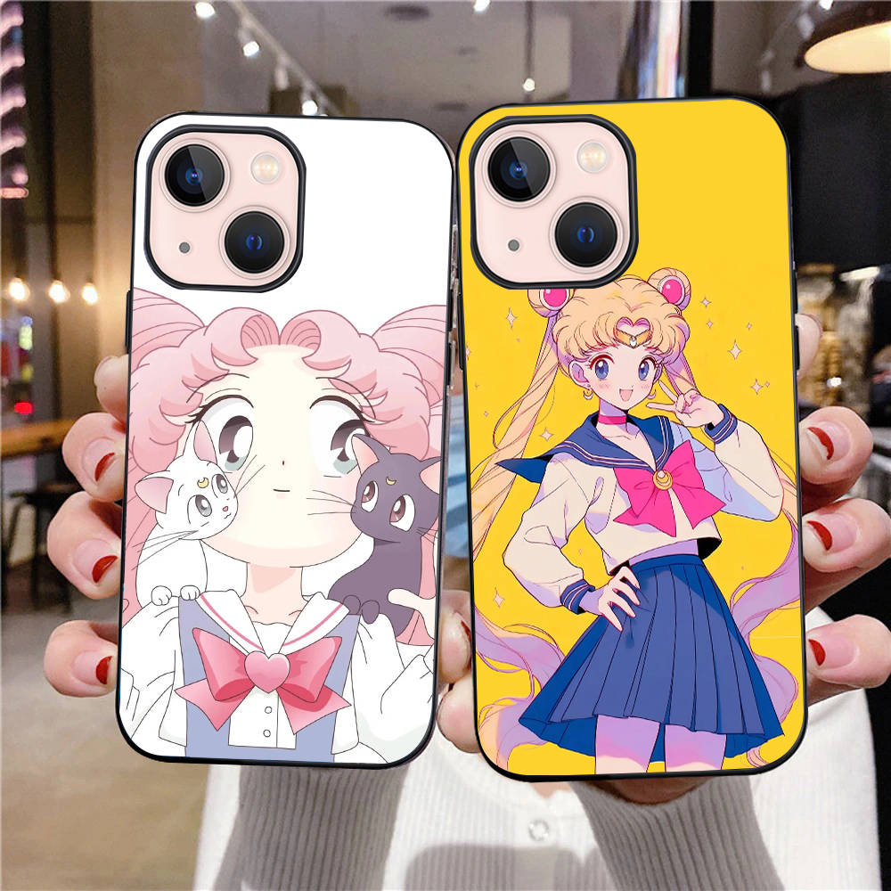 B-11 Sailor Moon Black Case for Samsung S24 S23 S22 S21 S20 FE S10 Lite Ultra S7 S8 S9 Plus A05S A11 A12 A13 A15 A22 A24 A25 A32 A52 A71 5G