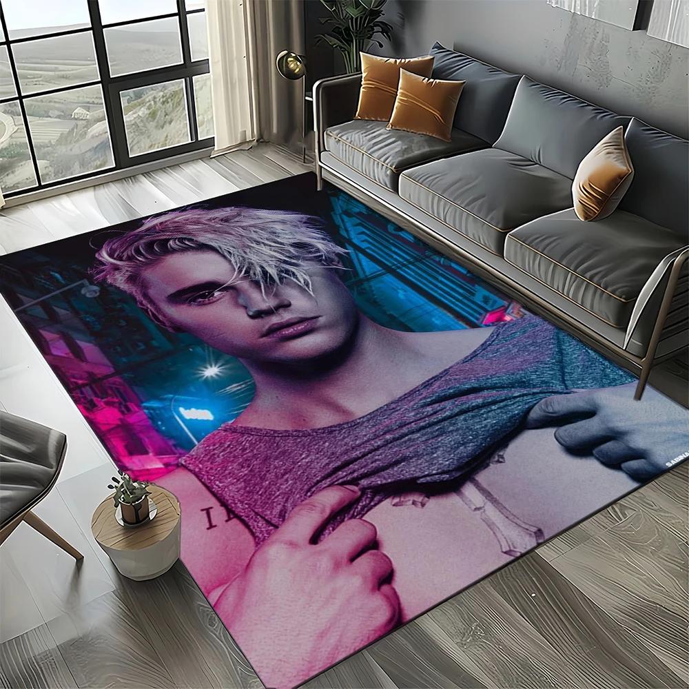 2025 New Style Justin Drew Bieber Singer 3D Carpet Rug for Living Room Bedroom Home Sofa Decoration,Kid Play Non-slip Floor Mat