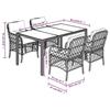 VidaXL Ensemble à Manger de Jardin avec Coussins 5 pcs, Table et Chaises de Patio, Meubles d'Extérieur Terrasse, Moderne, 3212026