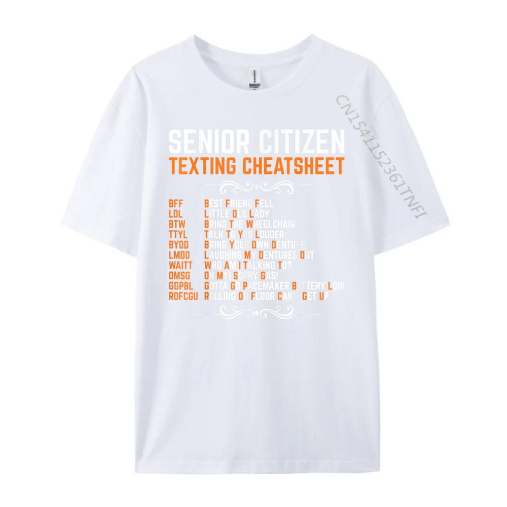 Funny Senior Citizens Texting Code Cheatsheet Grandpa Luxury T Shirt Men High Quality Christmas Valentines Day Gift TShirt
