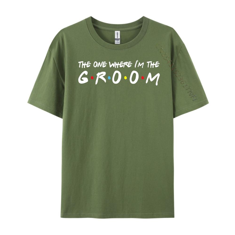 Im The Groom Bachelor Party Stag Groomsmen Getaway Wedding Blue And White Graphic T Shirts Streetwear Men