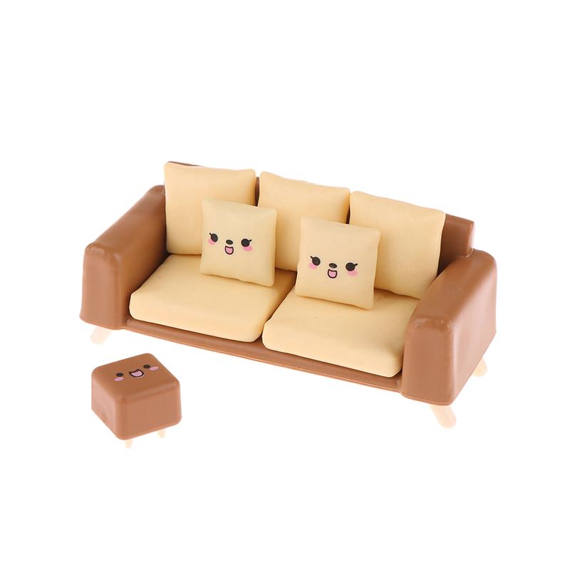 1/12 Dollhouse Mini Çay Masası Sandalye Kanepe Modeli Dollhouse Oturma Odası Dekorasyonu Bebek Evi Mobilya Aksesuarları