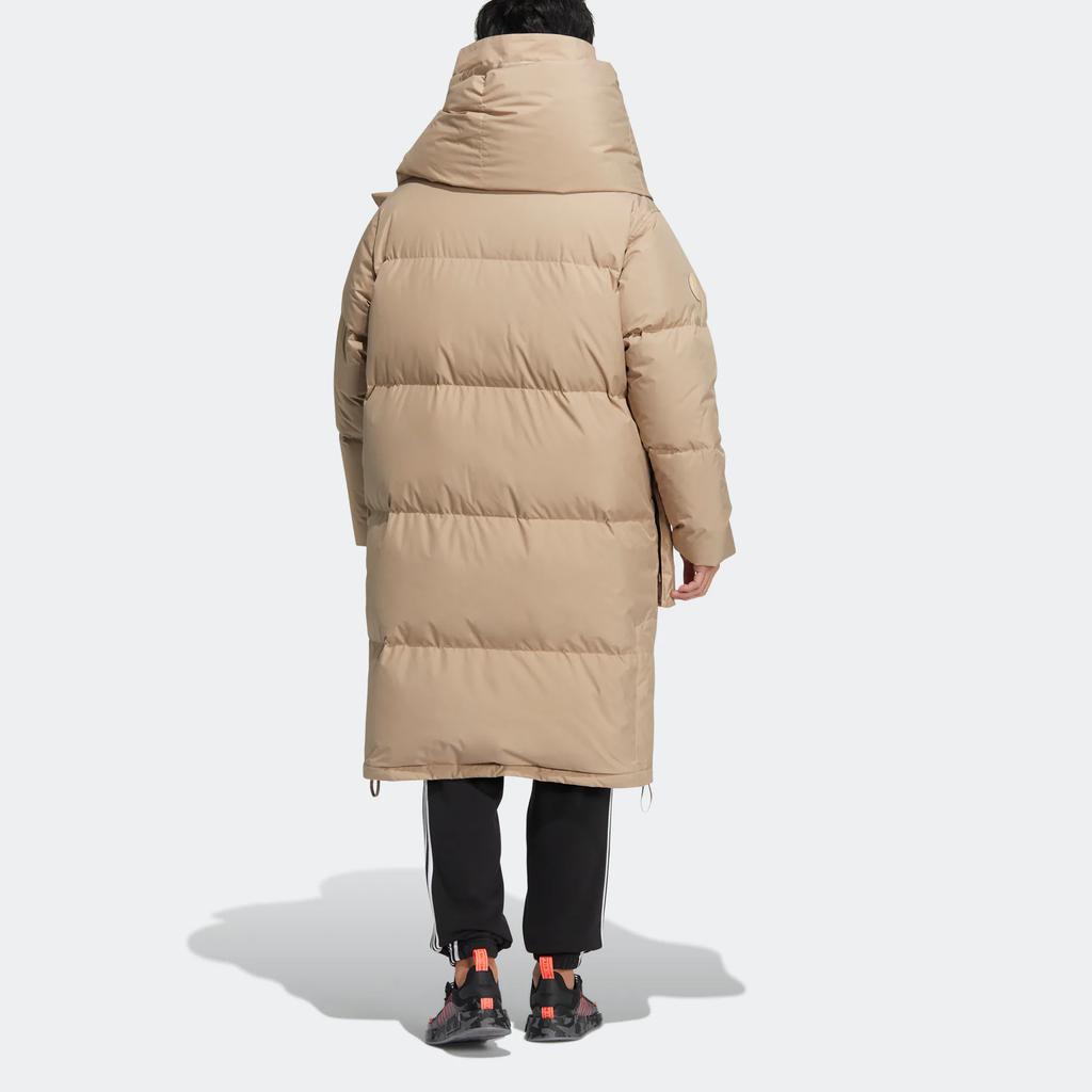 adidas Originals Trefoil Long Down Jacket With Pure Zip Hooded Mid-Length Men Outerwear Khaki HS7290
