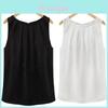 Chic Sleeveless Chiffon Tank Top Elegant Round Neck Pullover For Women
