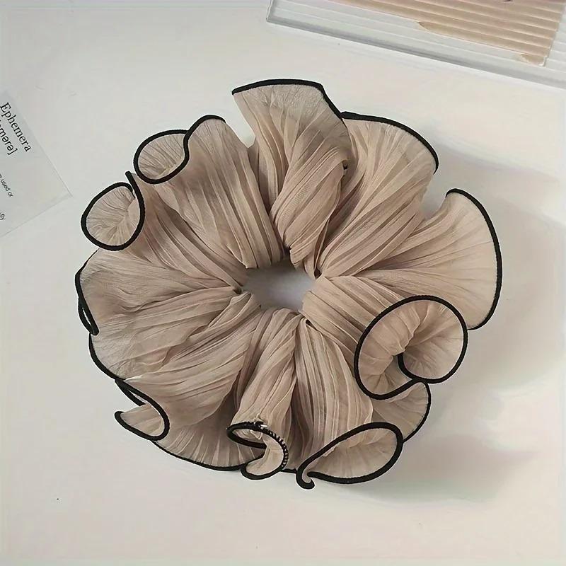 1/4Pcs New Korean Retro Folded Chiffon Oversize Scrunchies Women Sweet Temperament Fashion Exaggerated Hair Band Hair Accessorie