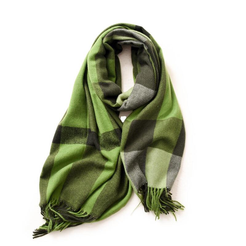 Fumaiide Winter Plaid Cashmere-Like Tassel Scarf Shawl