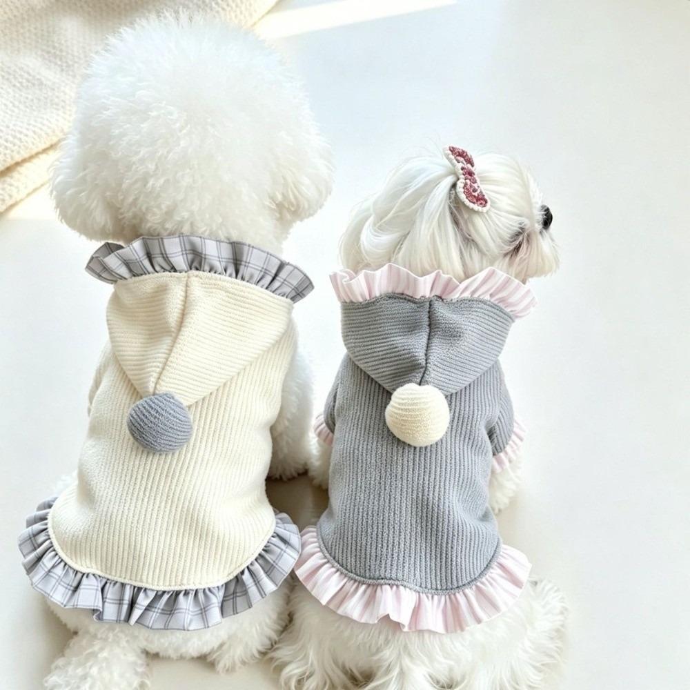 Ruffle Trim Sleeveless Pet Outfit Sleeveless Style Ruffle Dog Clothes Spring Autumn Winter