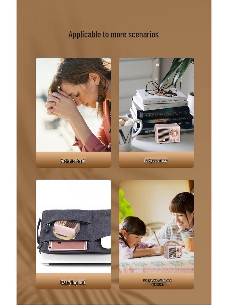 HM11 Retro Mini Bluetooth Speaker with Card Reader & FM Radio