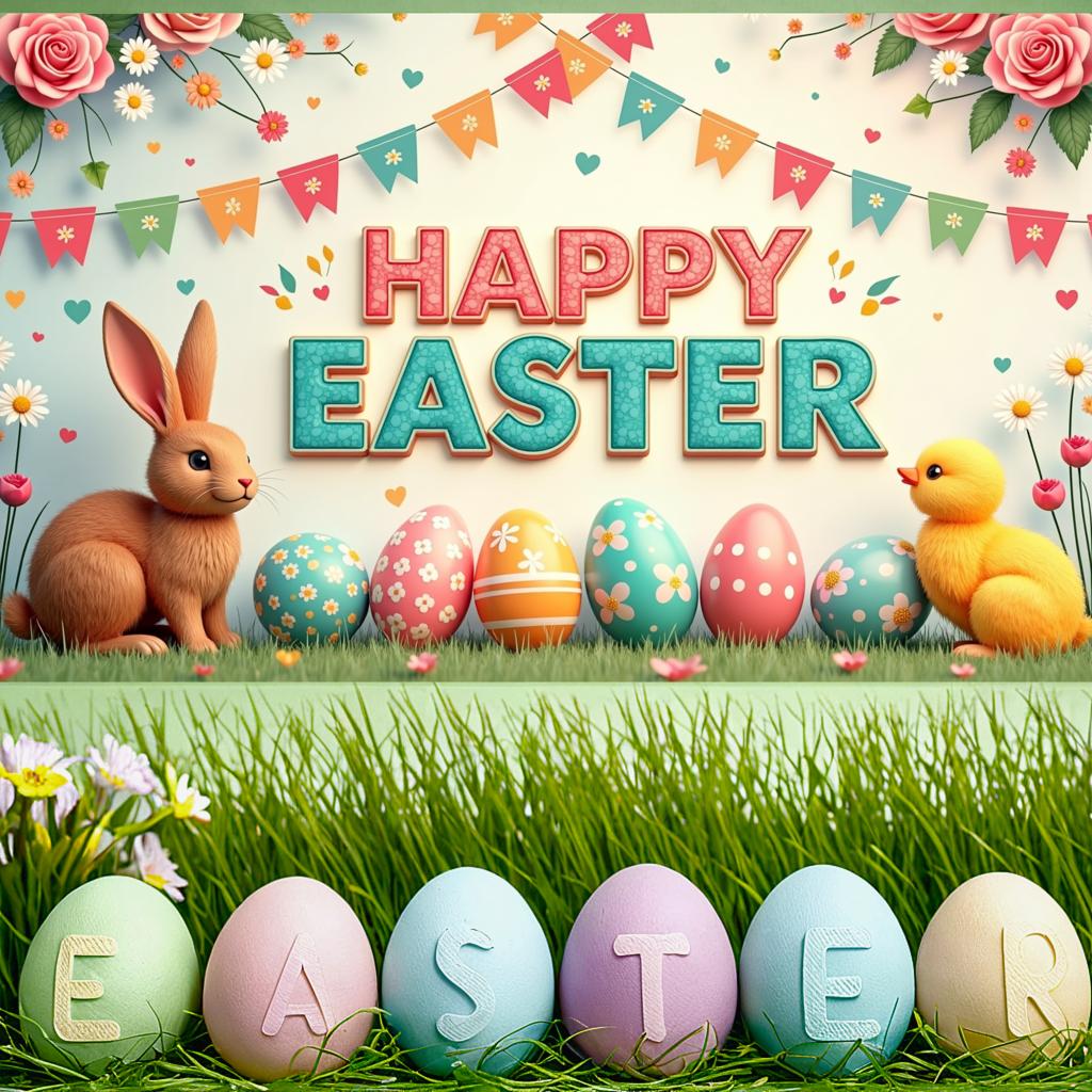 Easter Outdoor Garden Decoration 2025 Bunny Door Cover Easter Party Supplies Background Easter Eggs Banner Photography Props