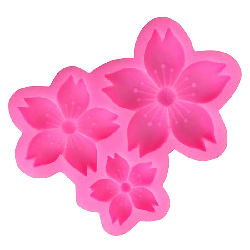 1Pc 3 Cavity Sakura Flower Shape Silicone Mold Sun Flower Fondant Chocolate Birthday Cake Decoration Baking Home Mold