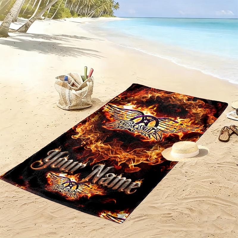 Name Custom Band Poster Aerosmith Print Beach Towel, Large Soft Quick Dry Towel for Beach Camping Swimming