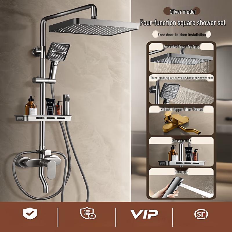 Brass Wall-Mounted Pressurized Shower Set