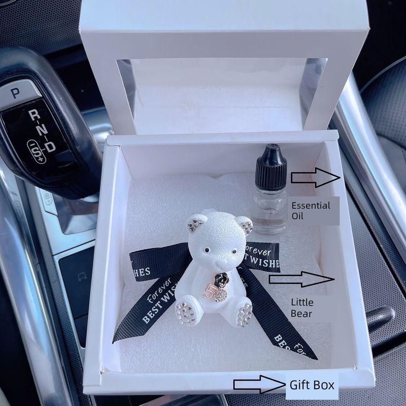 Camellia Flower Bear and Rabbit Car Air Freshener Cartoon Solid Fragrance Car Perfume Diffuser Stone Air Vent Clip Ornament