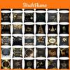 Luxuriöser 18" Frohe Weihnachten Kissenbezug in Schwarz und Gold für festliche Heimdekoration