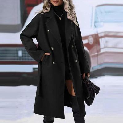 Trenchs de mode pour femmes Trench Long Slim classique manteaux de couleur unie