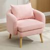 Modern, Simple Teddy Velvet Armchair with Cushion, Extra Thick Cushion, Single Sofa Armchair, Upholstered, Leisure Chair, Solid Wood Leg Chair