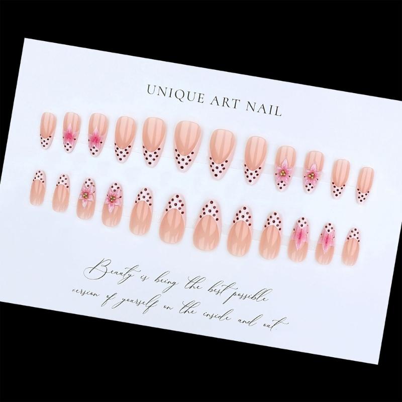 Elegante Uña Postiza Floral Esculpida en 3D Uña de Presionar ABS Fácil Aplicación Larga Duración Para Evento Nupcial Oficina