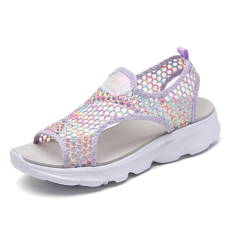 

Модные летние женские перфорированные дышащие уличные походные сандалии с открытым носком, модные сетчатые удобные сандалии на платформе, трендовые повседневные сандалии большого размера 42