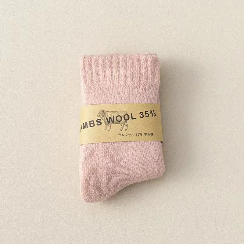 

Korean Wool Warm Kids Sock for Boy Girl Solid Color Simplicity Fashion Calf Sock for Children Autumn Winter Warm Furry Wool Sock 3-5years old розовый