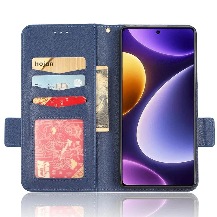 

For Xiaomi Redmi Note 12 Turbo 5G / Poco F5 5G PU Leather Wallet Case Litchi Texture Stand Phone Cover with Strap