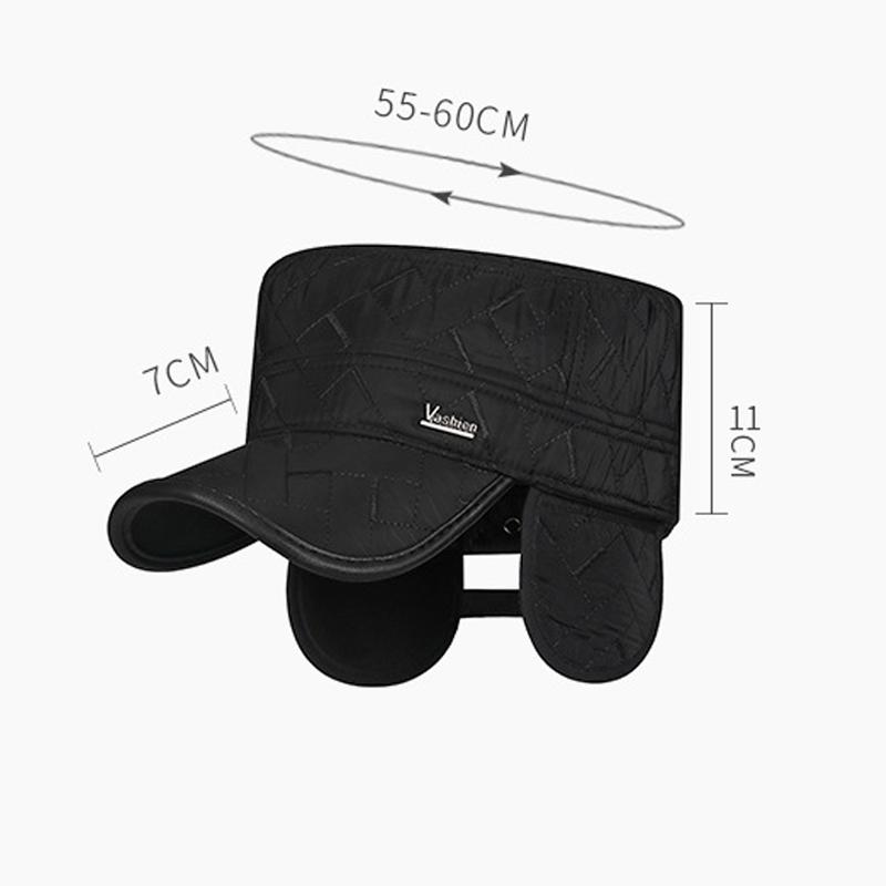 Zimní Středního Věku a Starší Venkovní Hrubá Teplá Klobouk s Plochým Vrcholem Muži Ochrana Uší Větruodolná Bavlněná Čepice