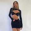 Cut Sleeve Out Long Sexy Skirts Suits Lady Outfits Matching Sets Women Twist Crop Top And Skirts 2 Piece Sets