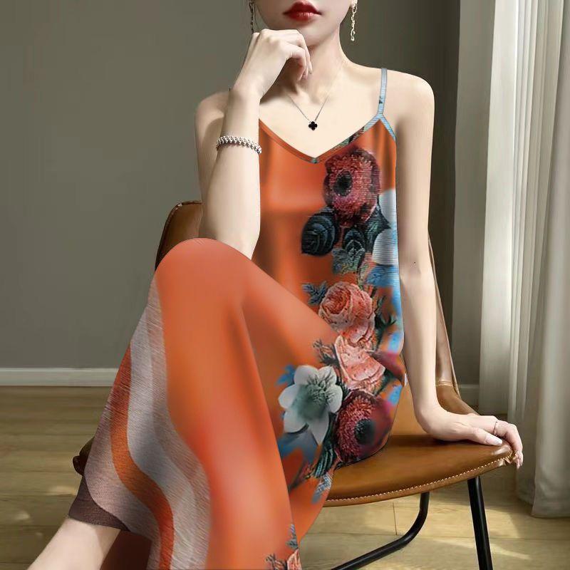 2025 summer women's explosion age reduction summer printing suspenders sleeveless inside and outside vest dress 3D three-dimensional printing skirt