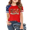 Casual Short Sleeve Crew Neck T Shirt with USA Print and Graphic Design for Independence Day Celebration Lightweight Breathable Fabric