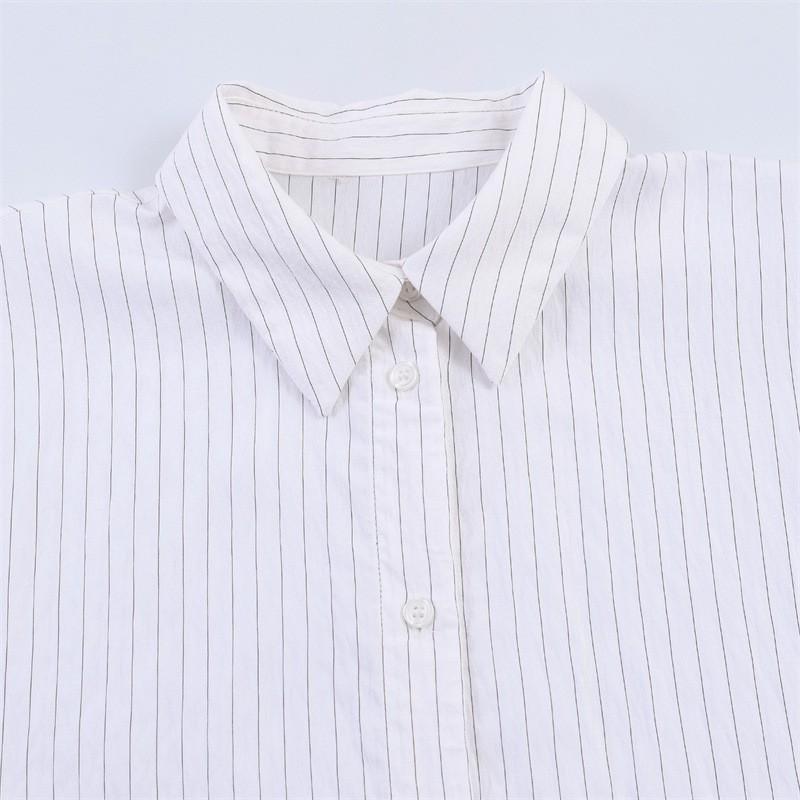 2026 Womens Loose Fit Casual Shirt Solid Striped Long Sleeve Button-Down Korean Style Comfort Top