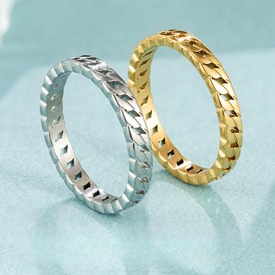 Retro Personalized Chain Ring Cool Ins Wind Hollow Simple Ring Titanium Steel Women's Jewelry