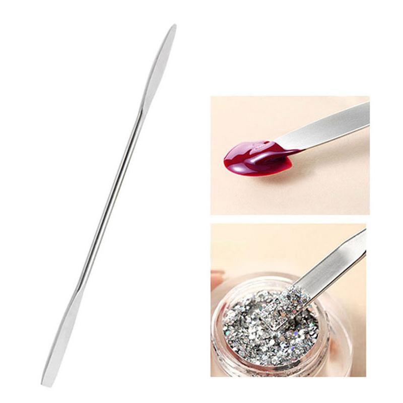Stainless Steel Dual Heads Spatula Mixing Stick Foundation Mixing Make Up Tool