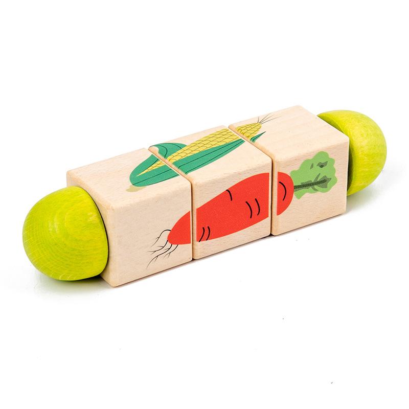 

Children wooden animal rotating puzzle building block infants and toddlers 0-3 years old early education animals cognitive puzzle toys