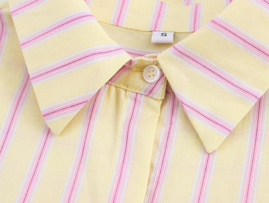 2025 Spring Women's Fashionable European & American Style Loose All-Cotton Striped Long-Sleeve Shirt