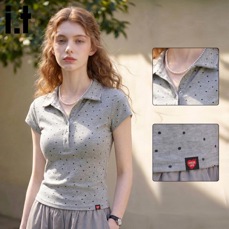 CHOCOOLATEit Women s Polka Dot Polo T-Shirt S