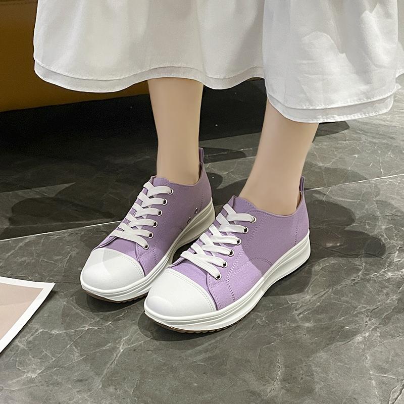 

Fashion Women s Patterned Canvas Sneakers Low-top Casual Shoes 2024 Autumn New Women s Flat Lace-Up Canvas Shoes Women Shoes 43 фиолетовый