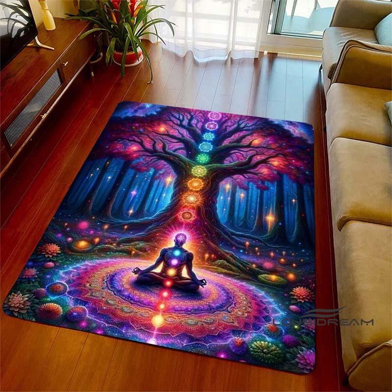 3D Rainbow 7 Chakra Rug, Bedroom Rug for Living Room, Home Sofa Decor, Kids Play Mat, Large Decor Rug, Yoga Meditation001