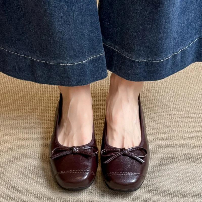 Spring Autumn Bow Women Flats Shoes Mary Janes Designer Trend New Loafers Outside Temperament Women Shoes Zapatillas