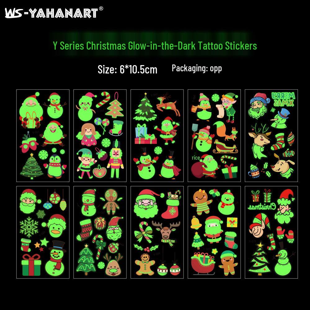 Creative Luminous Christmas & New Year Tattoo Stickers for Kids - Snowflake & Santa Designs