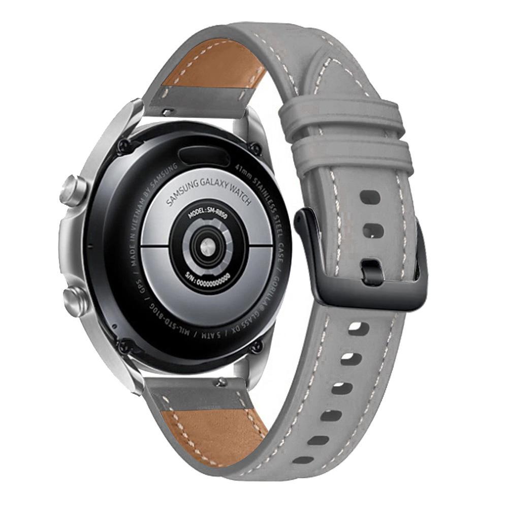 For Samsung Galaxy Watch3 41mm Replacement Genuine Leather Strap 20mm Universal Watch Band with Black Buckle