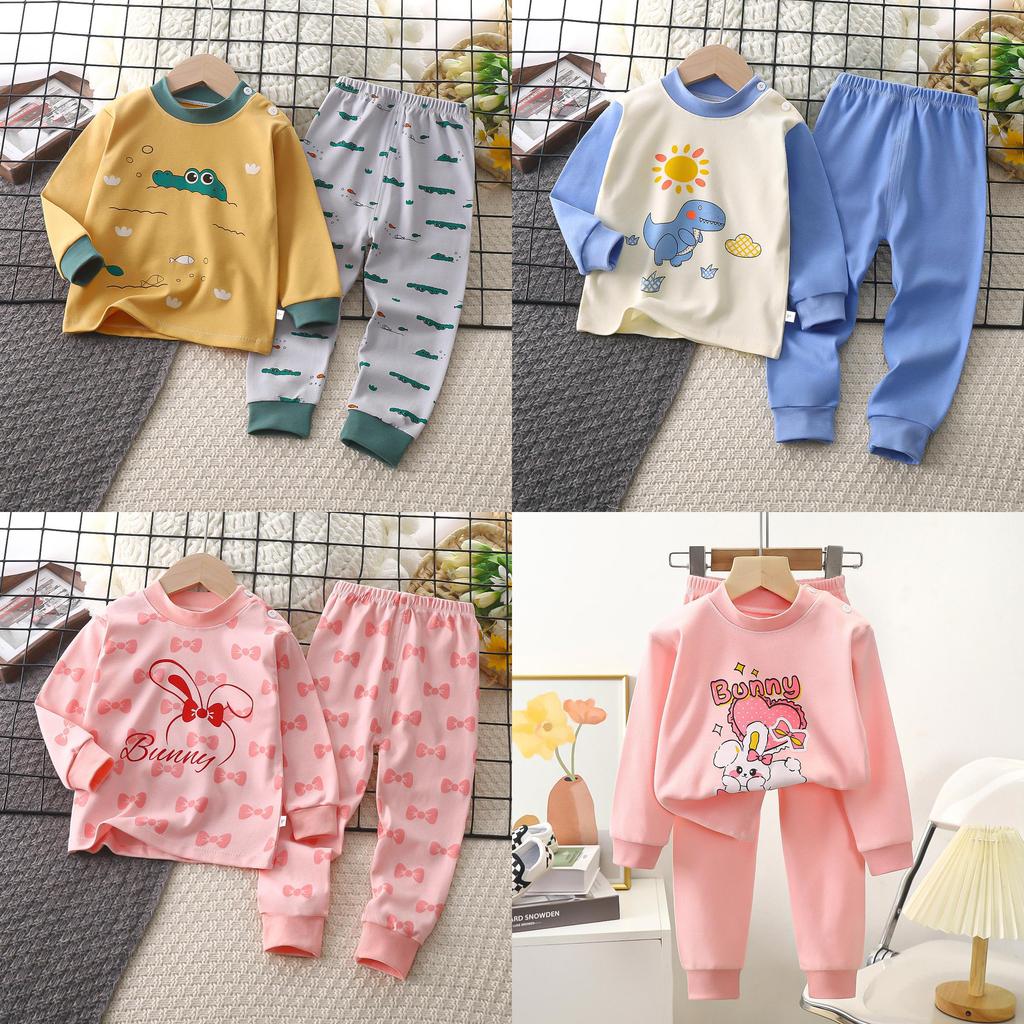 Baby Cotton Pajamas Set With Cartoon Prints For Kids Age 3 To 8 Years