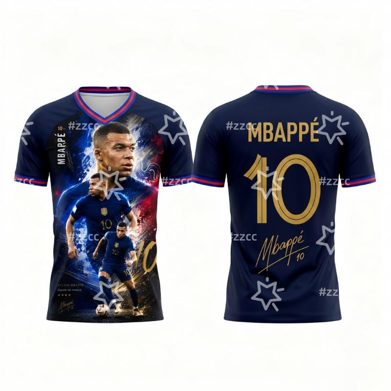Hengyuan48 Kylian MBAPP&Eacute; Fan Heruitgave Nr. 10 Voetbalshirt Zomer Sport Heren T-shirt Kinderkleding fietsshirt 2XL
